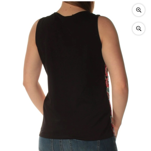 Tommy Hilfiger Women’s Flower Embroidered Shell Top,Size Medium,Red/Black Color - Picture 3 of 8